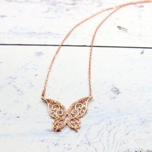 BUTTERFLY SHAPE FILIGREE DESIGN NECKLACE